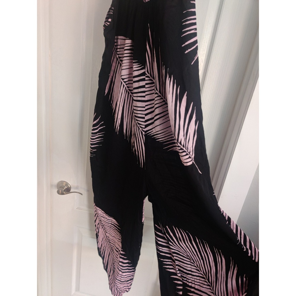 Hula Bay Honolulu Hi Ginger Jumper Koa Palm Pink Tropical Jumpsuit‎ Large L NWT